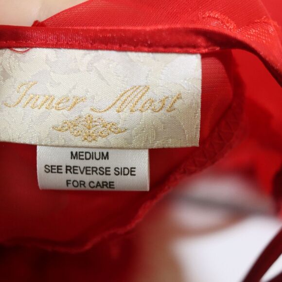Inner Most Vintage Red Heart Chemise Lingerie Feather Trim Medium - Picture 12 of 13